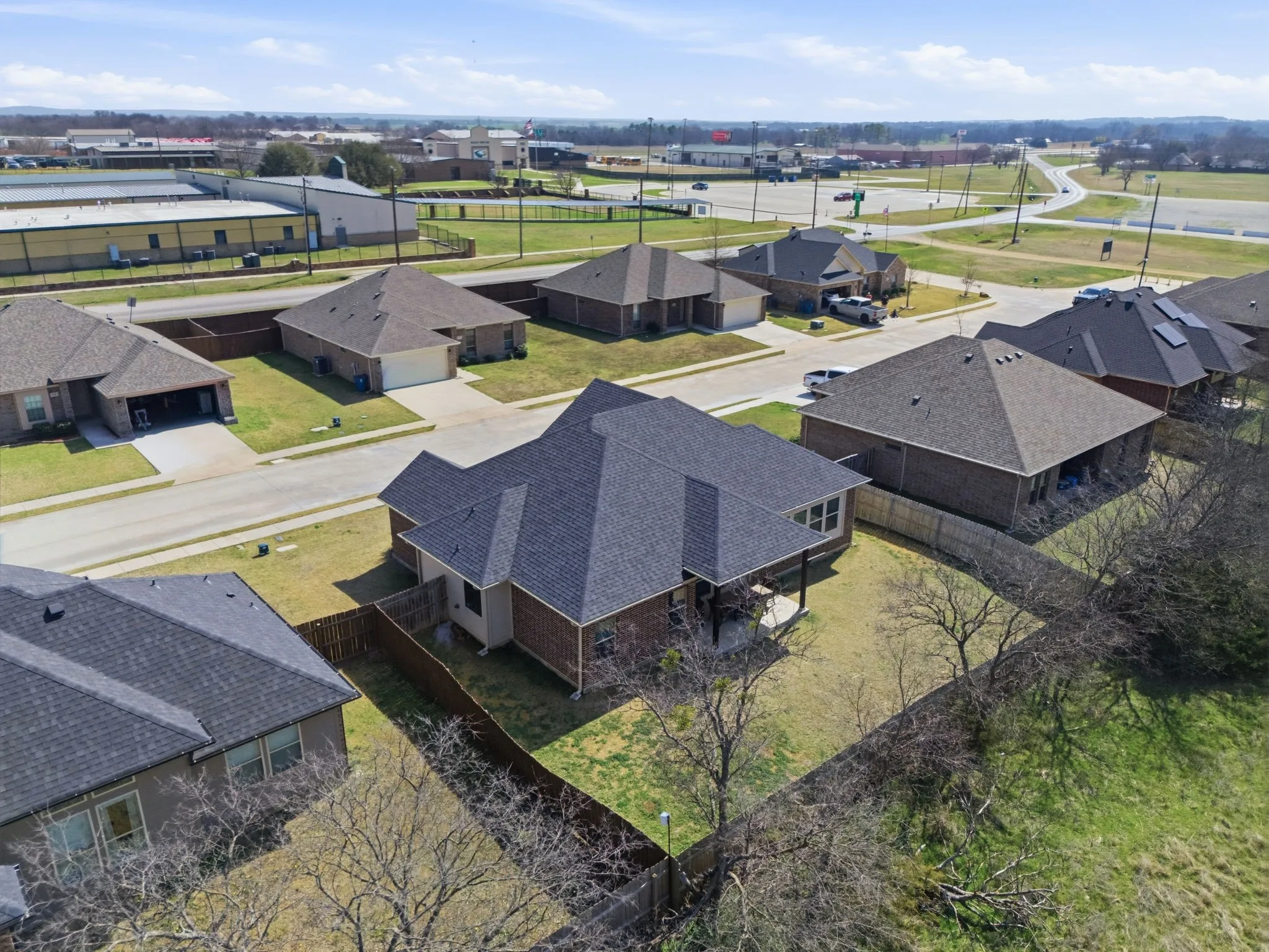 Aerial view of residential area