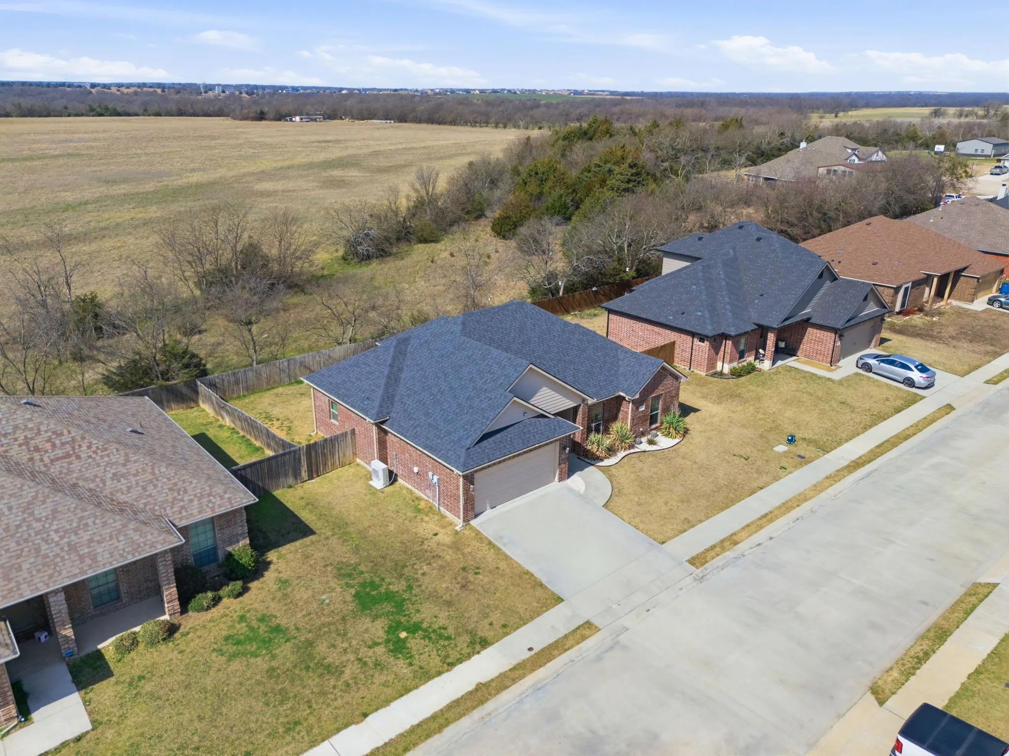 Aerial perspective of suburban area