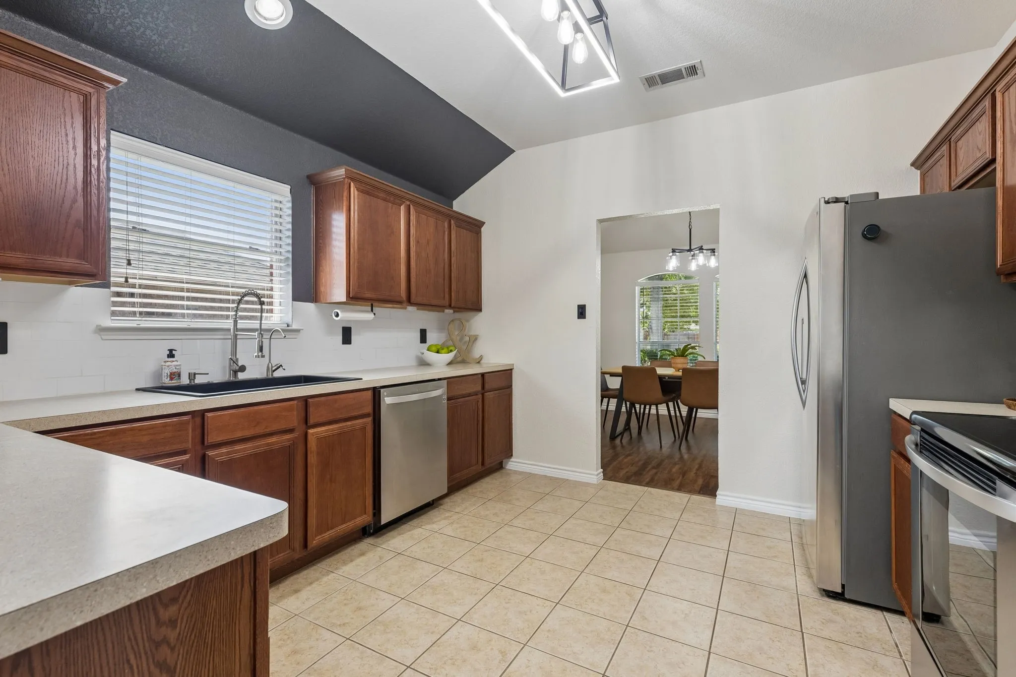 Kitchen with stainless steel appliances