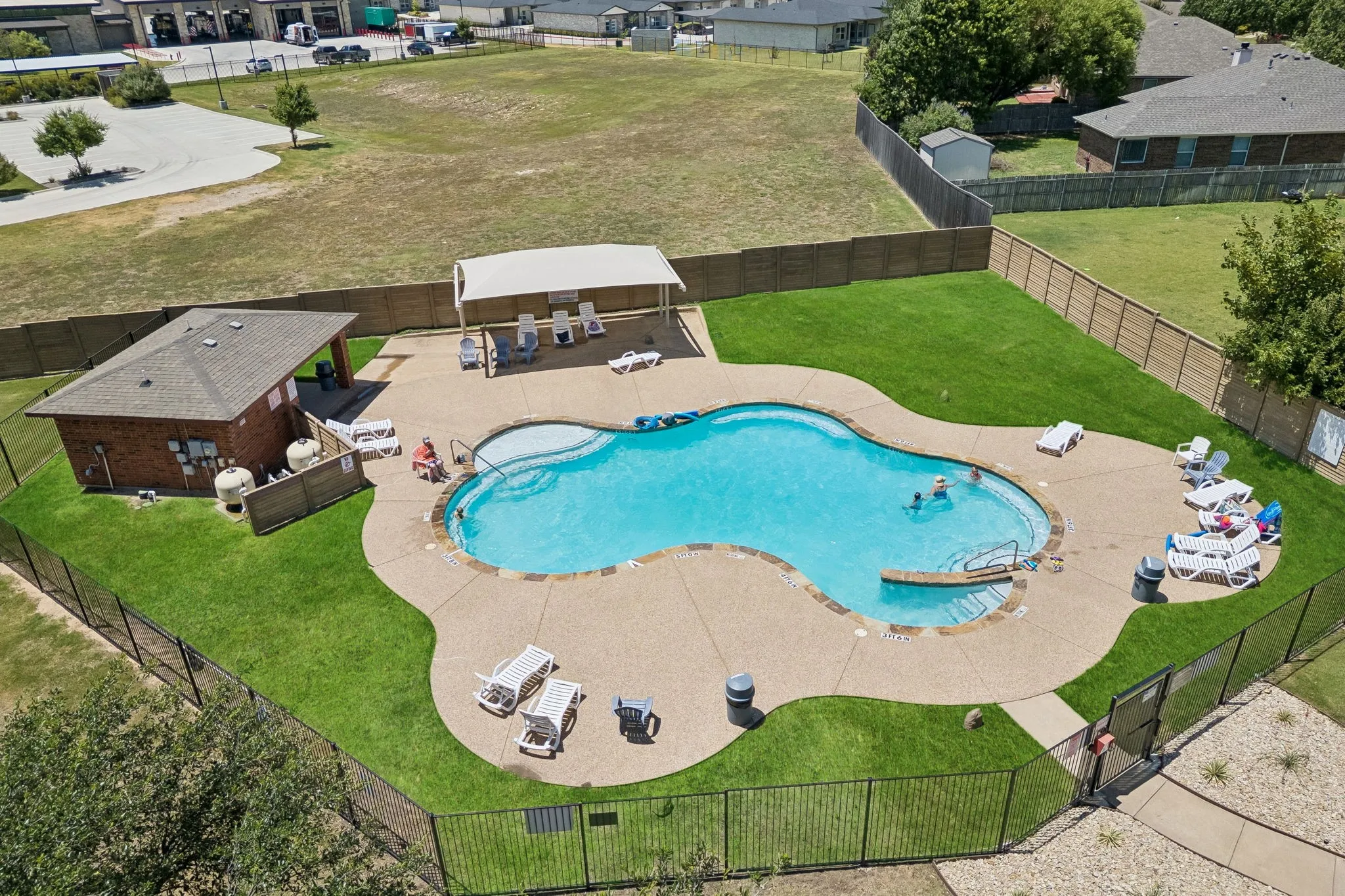 Ariel view of community pool