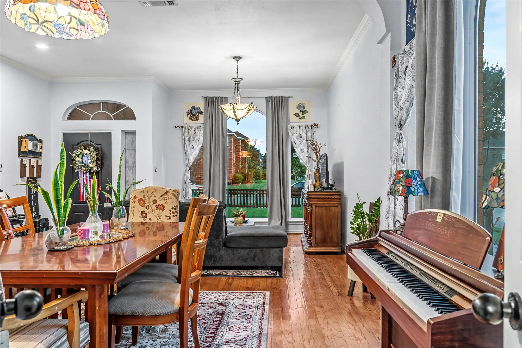 Hardwood flooring throughout the main living space