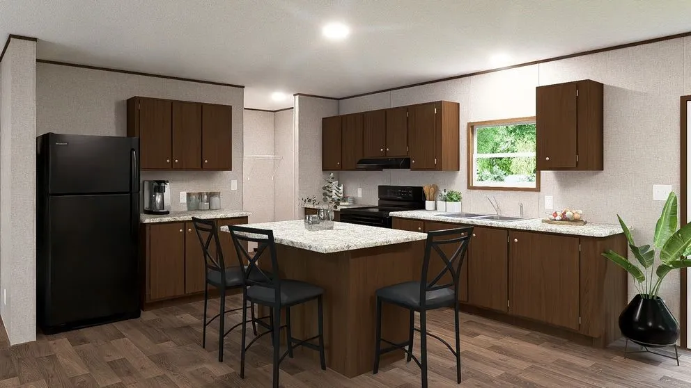 Kitchen featuring wood-finish flooring, dark wood cabinetry, and light-toned countertops