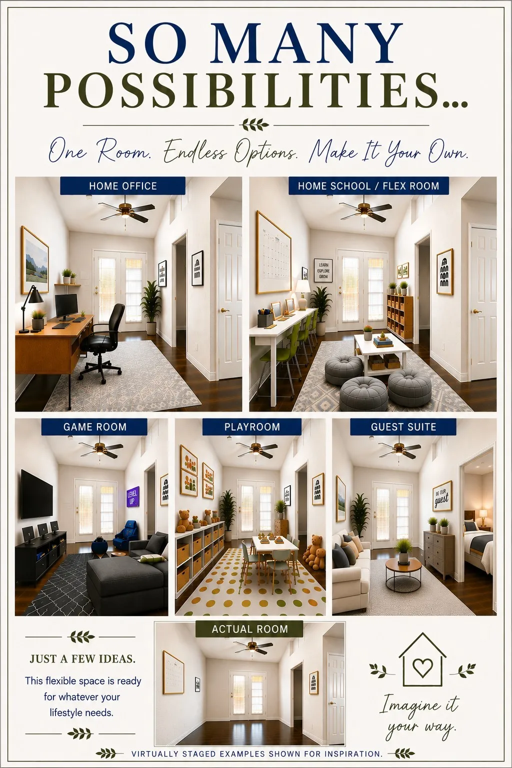 virtually staged examples for bonus room