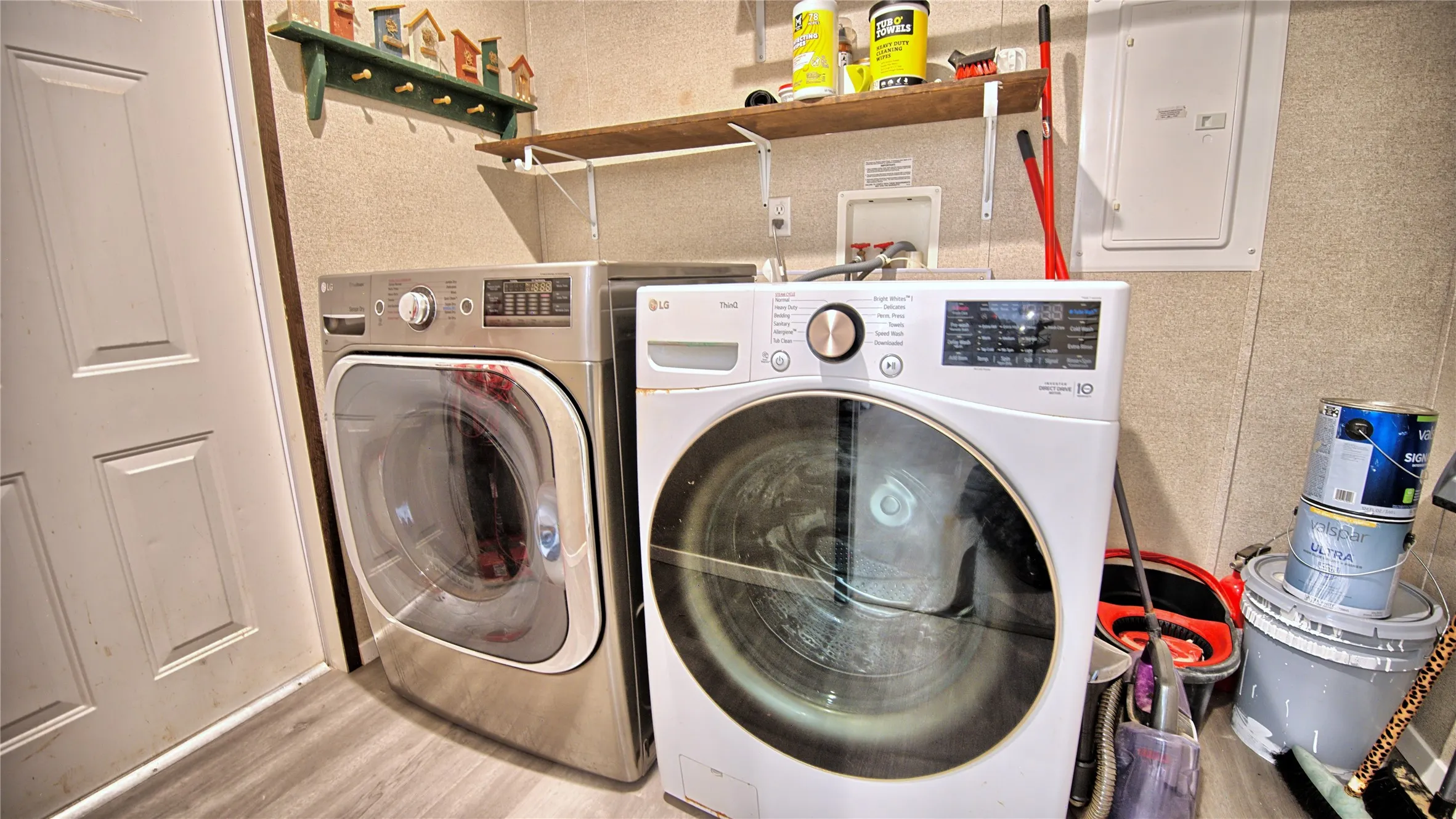 Laundry room features exterior door to the back patio area. Washer and Dryer will stay!