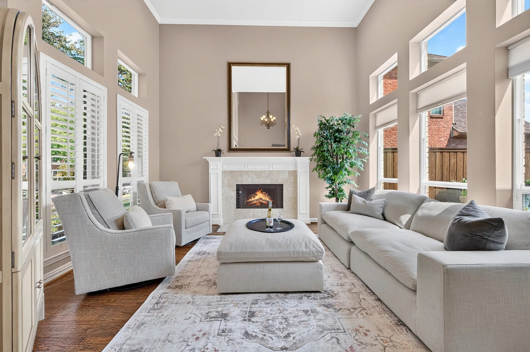 Soaring ceilings with transom windows