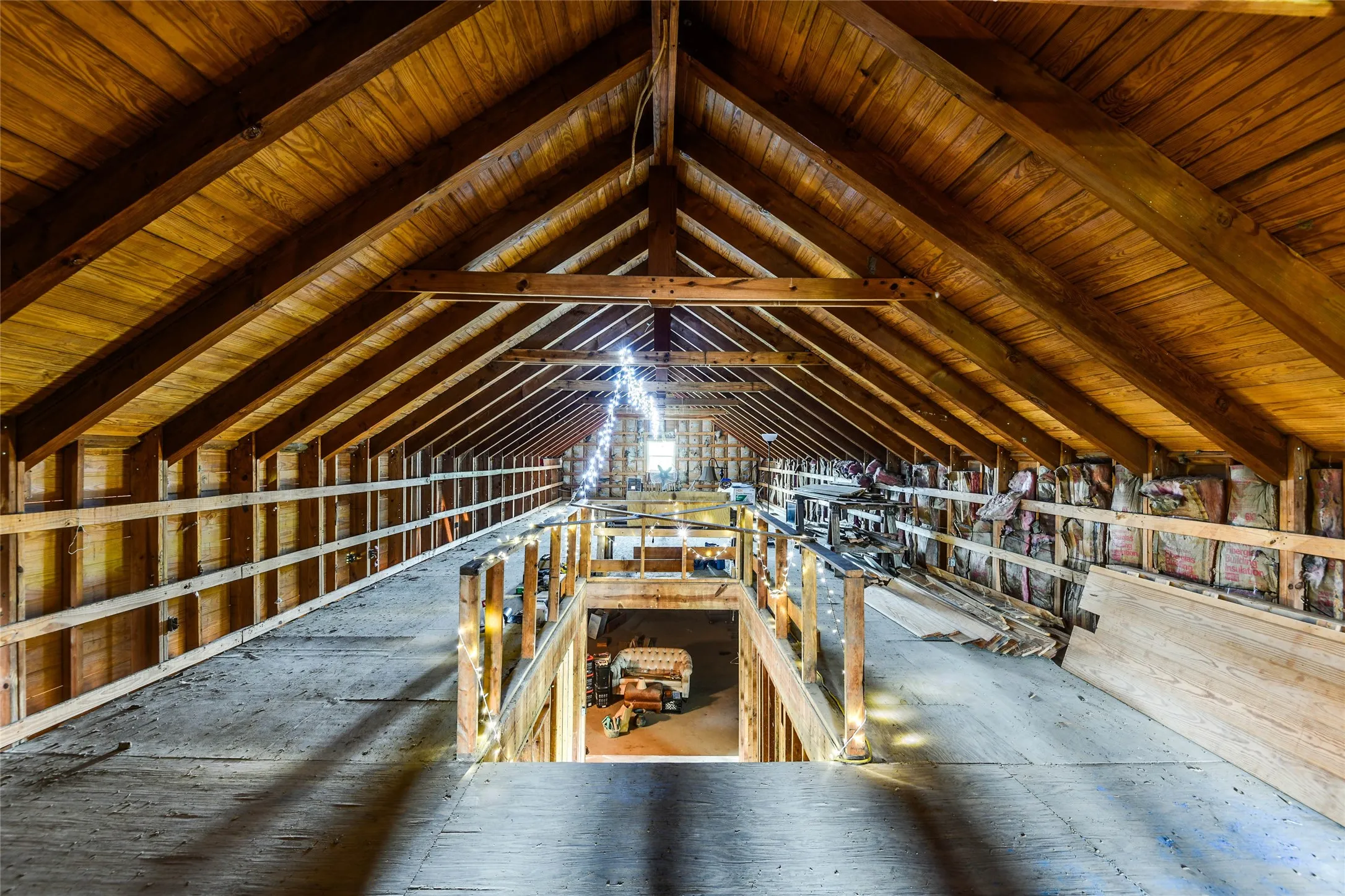 Attic with an upstairs landing