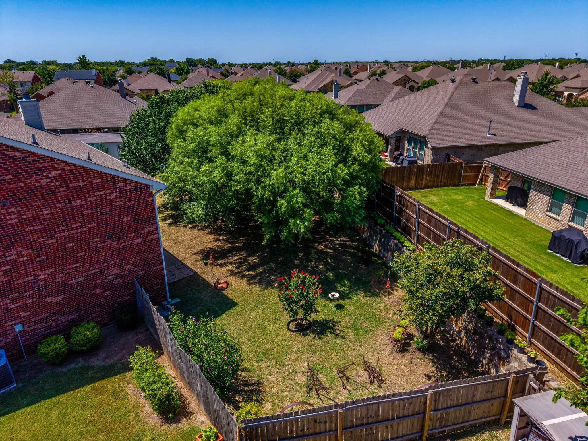 Birds eye view of the back yard