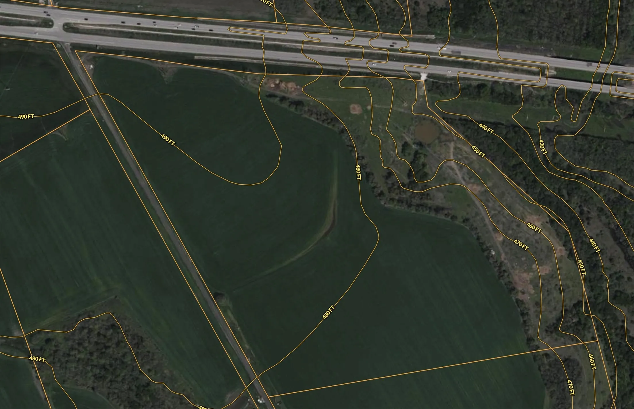Topographic Survey. Illustrating contour lines and elevation changes across the property