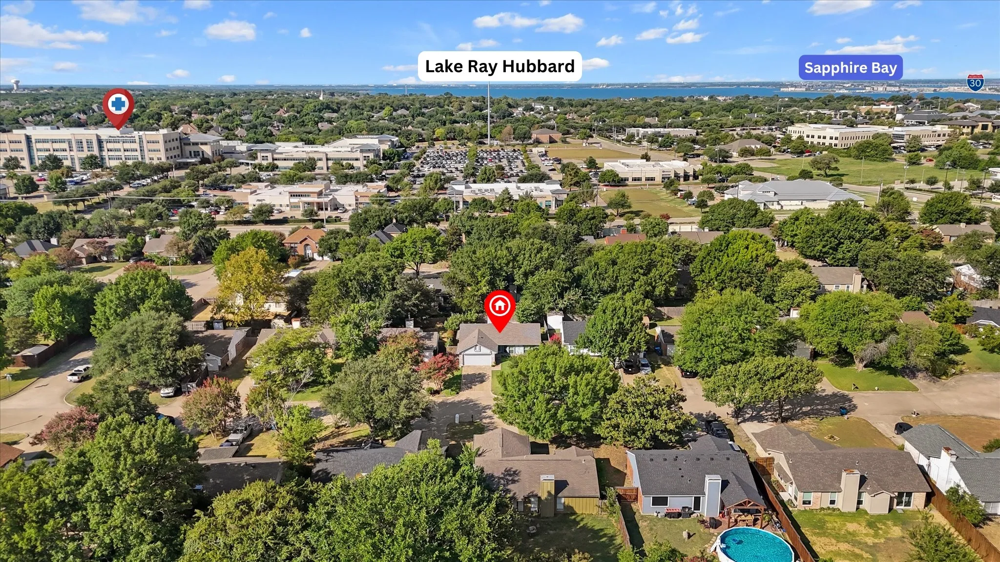 Conveniently located just a few minutes from Lake Ray Hubbard and The Harbor, hospital /medical offices, shopping and quick access to I30.