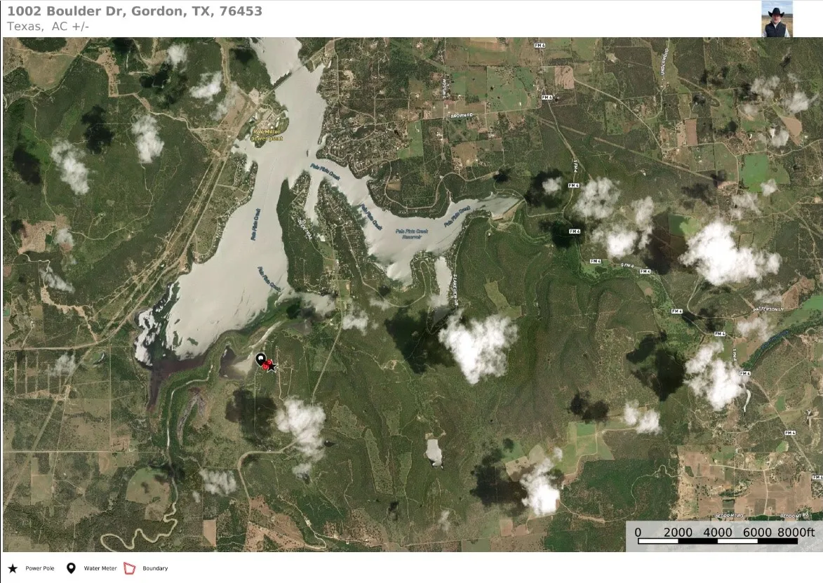 Property Map. Displaying the property's location and surrounding geographical features