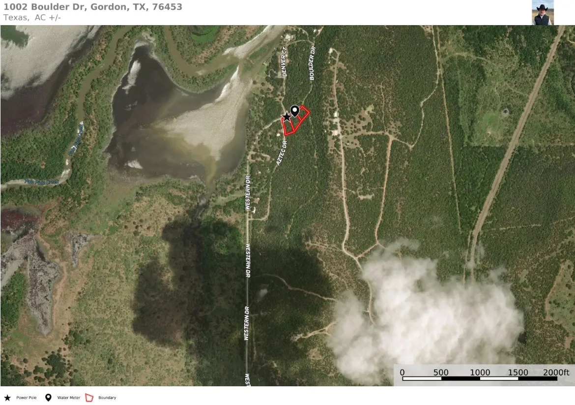 Property Aerial Map. Illustrating the property boundaries and surrounding geographical features