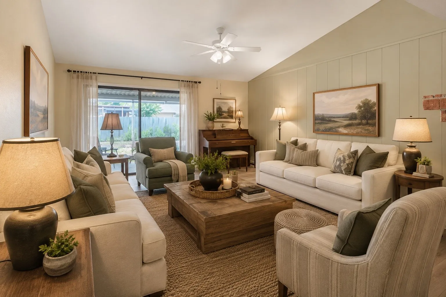 VIRTUALLY staged to illustrate the potential of this spacious living space with desirable vaulted ceilings which give it an incredibly attractive, livable feel....