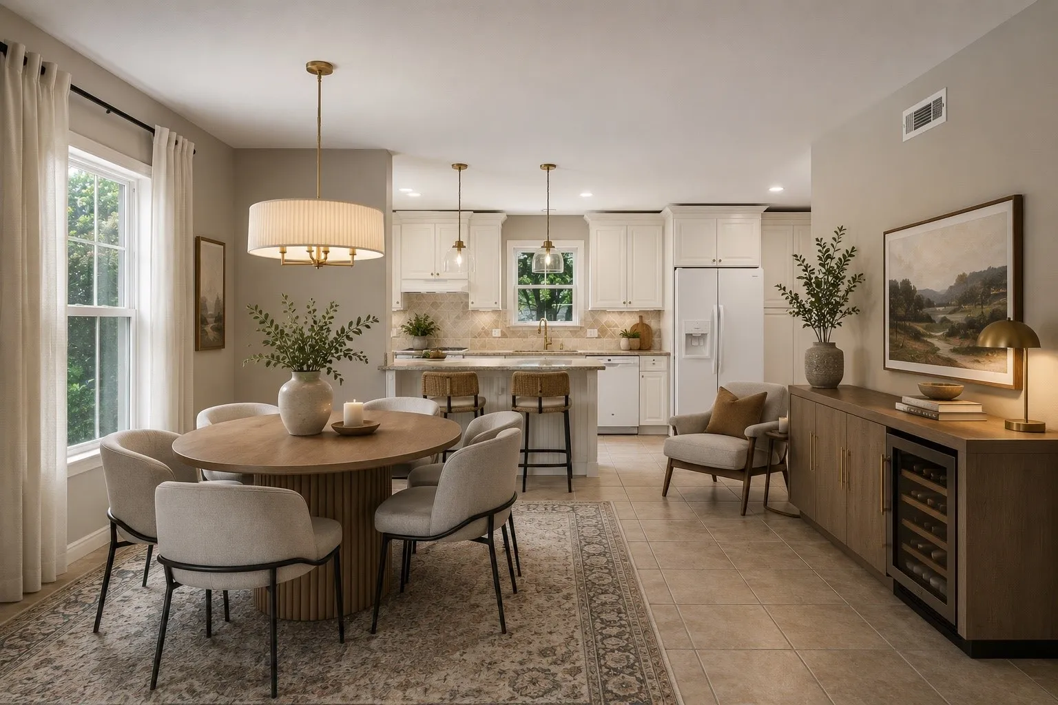 VIRTUALLY STAGED to showcase the possibilities. With minimal cosmetic updates, this timeless open-concept kitchen can be transformed into a fresh contemporary space.