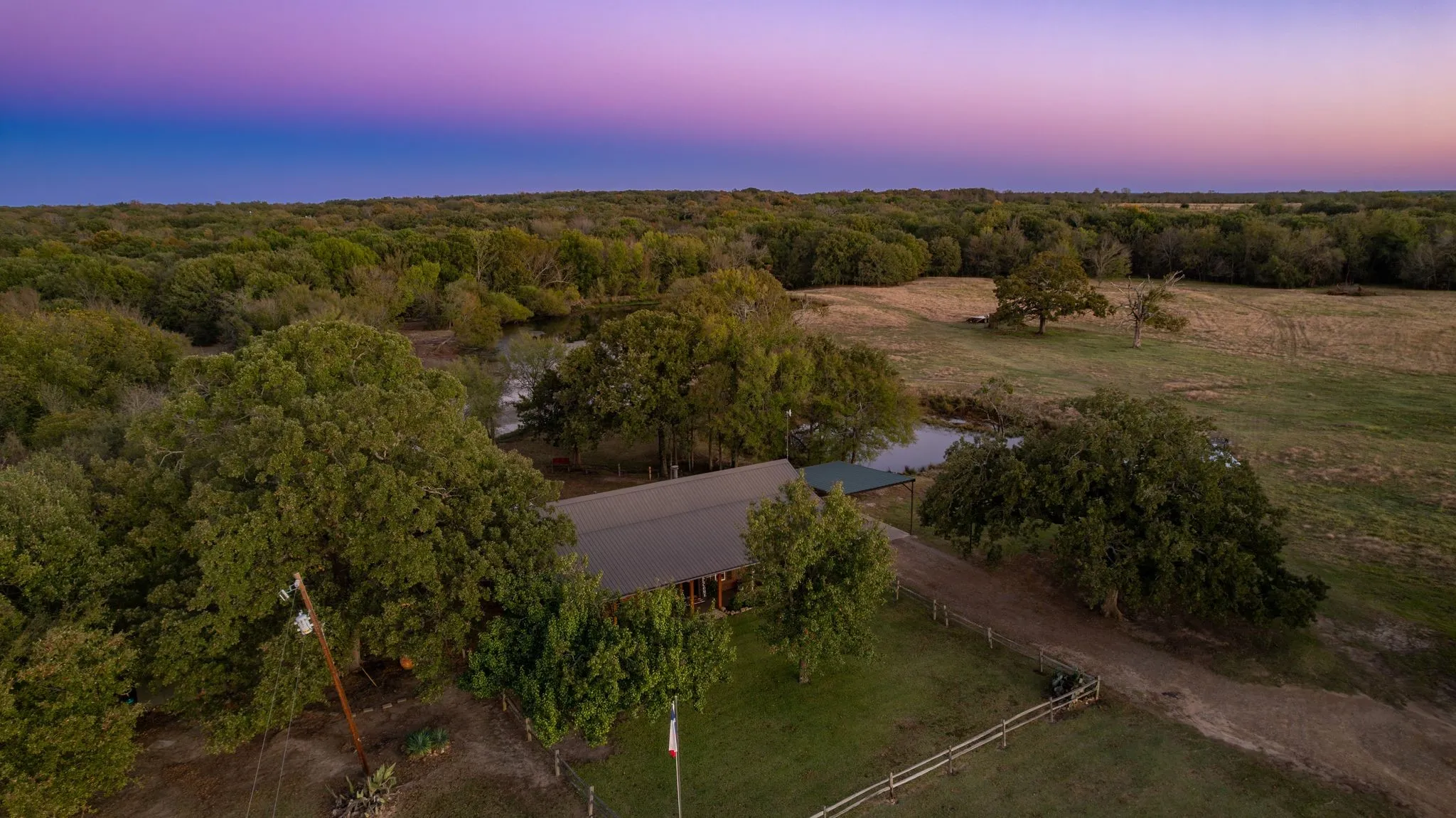 View of aerial view at dusk