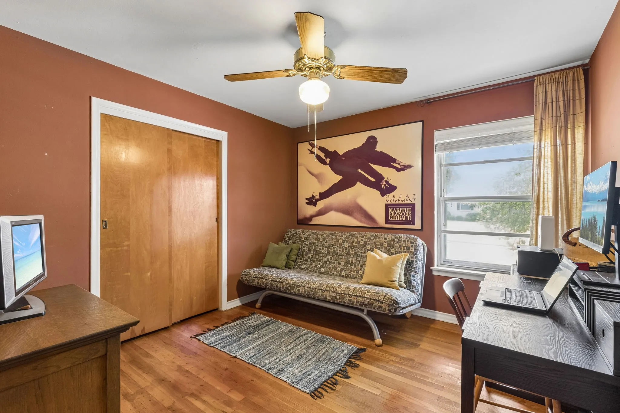 Spacious secondary bedroom can be used as an office.