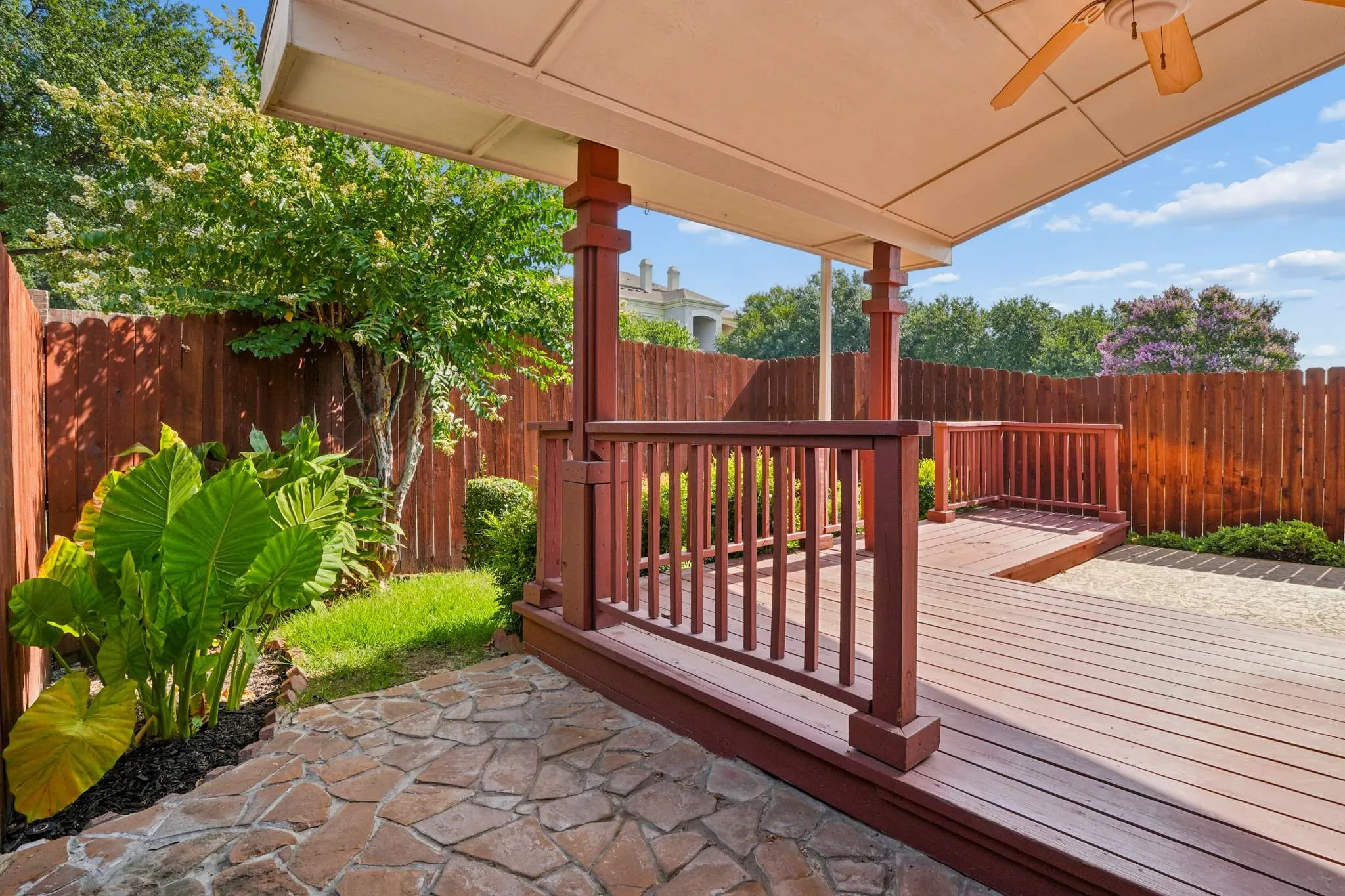Patio and yard space with native plants.