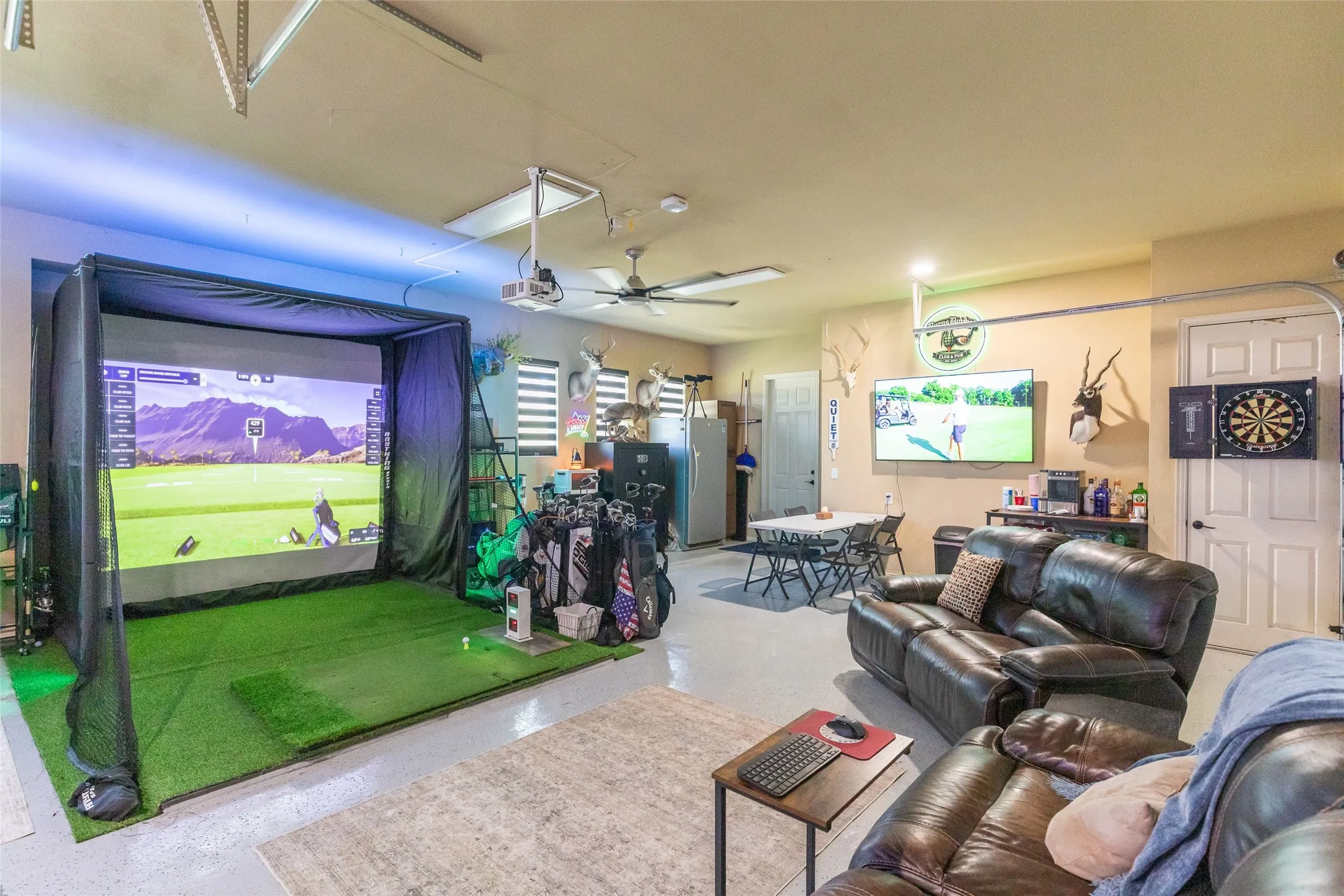 Heated and cooled garage.