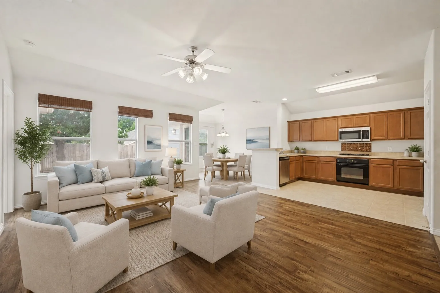 Virtually Staged Living and Breakfast Room