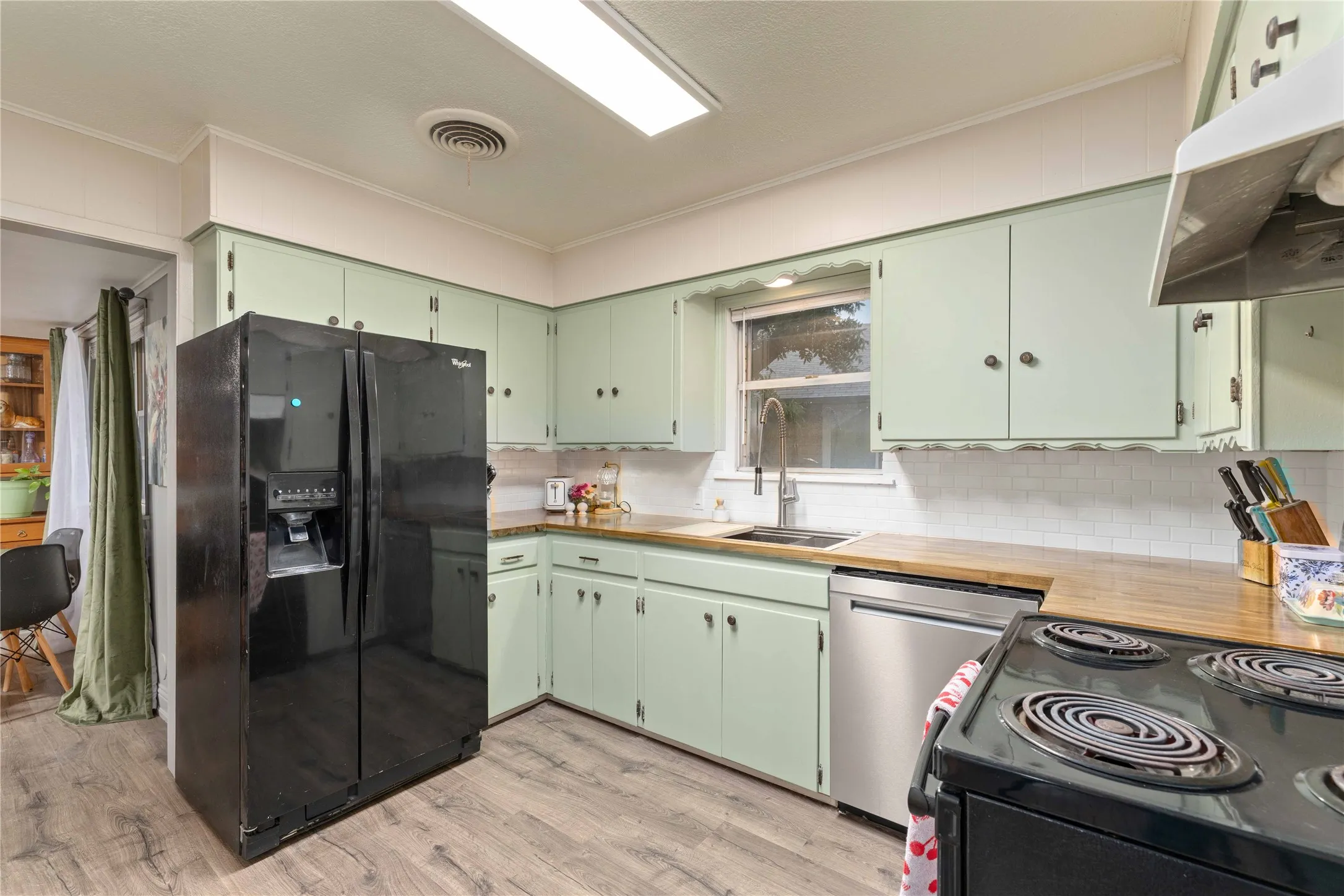 Newly installed kitchen countertops and trendy sink