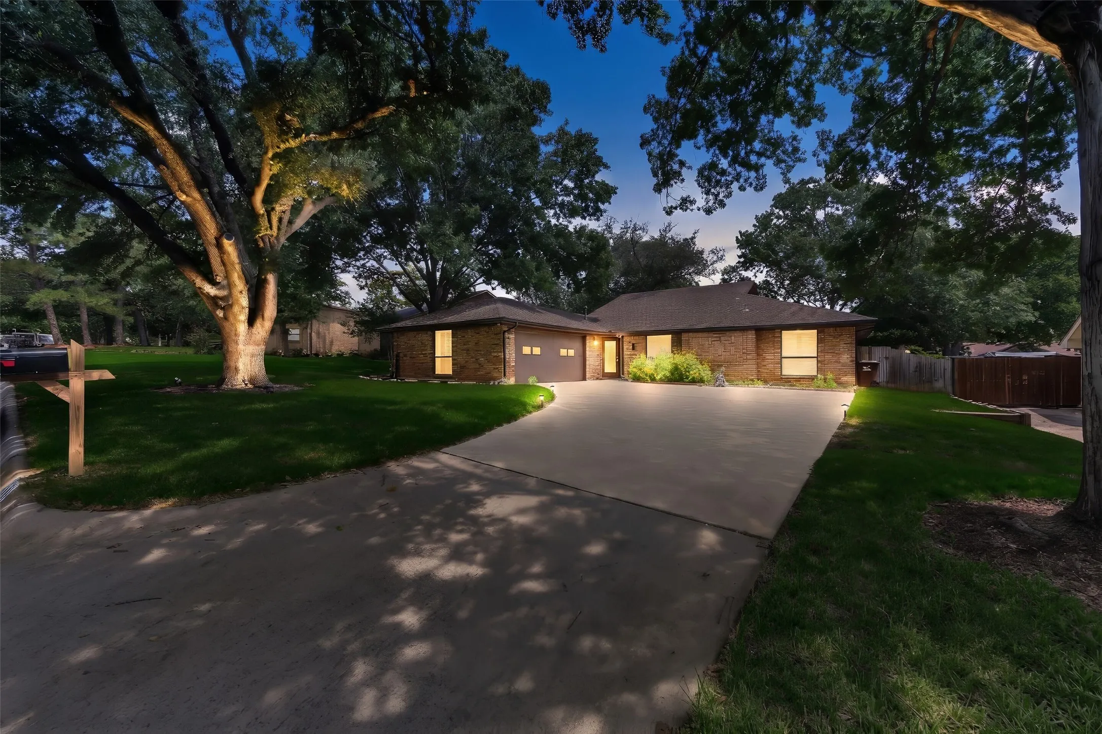 The home is beautiful at night, too!
