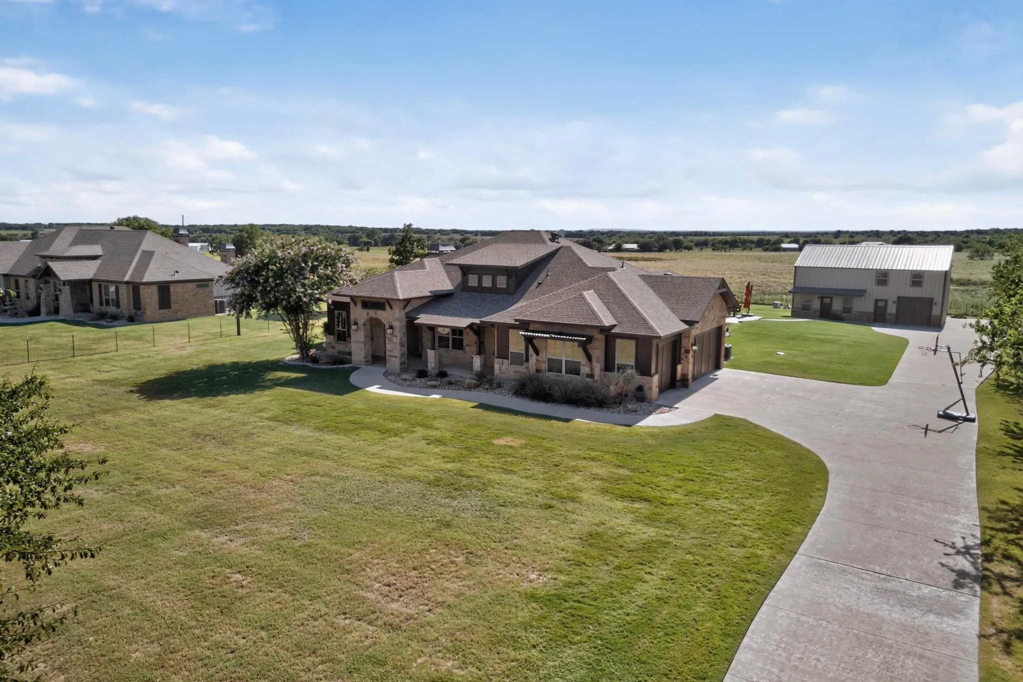 Aerial of house and building
