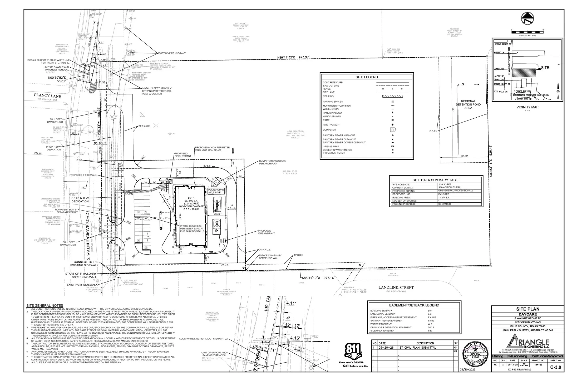 Proposed Montessori site plan adjacent to the 9.54 acres.