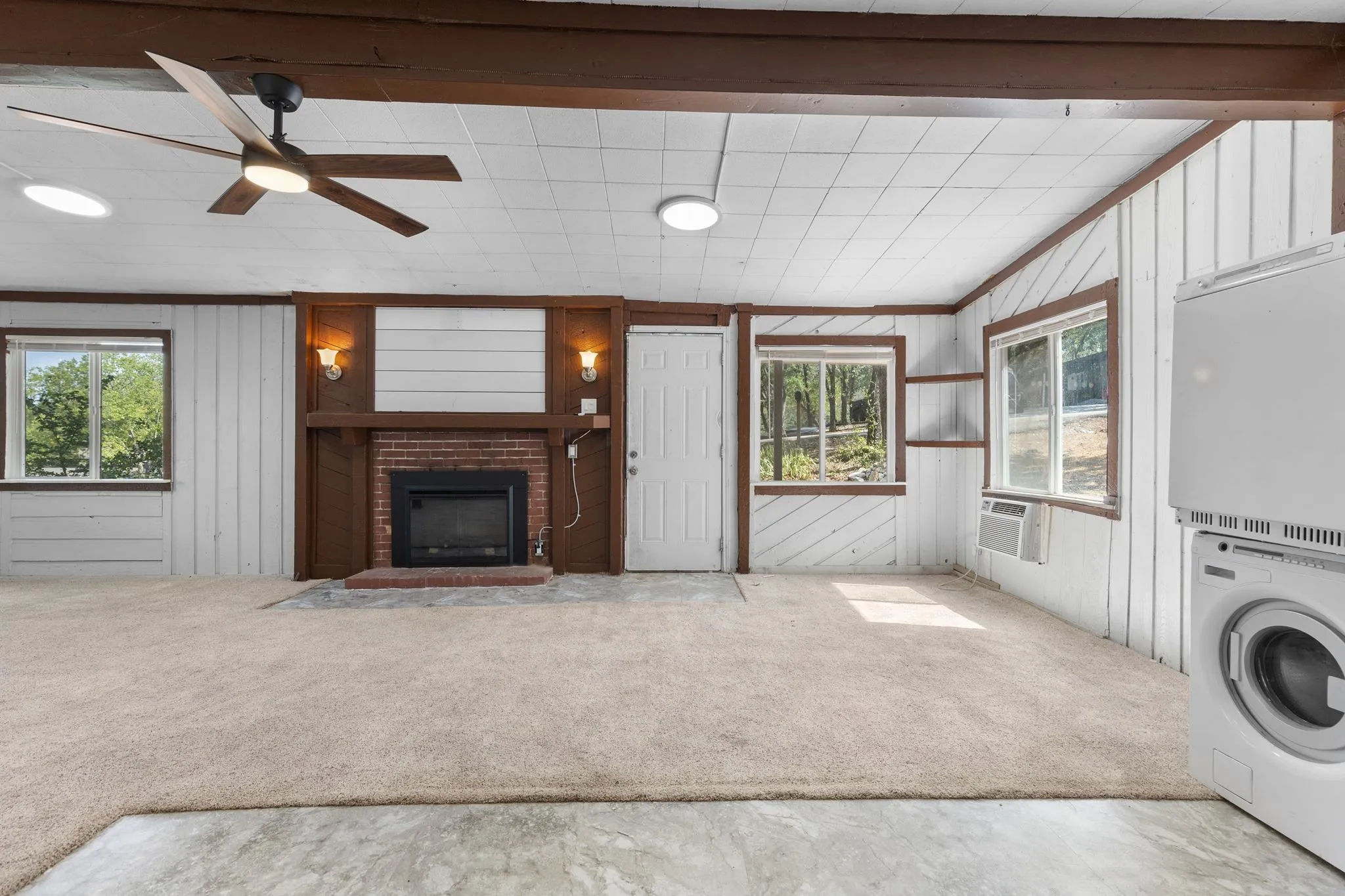 View of fireplace with insert