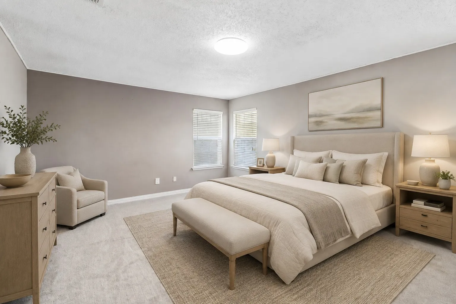 Virtually Staged Primary Bedroom Suite
