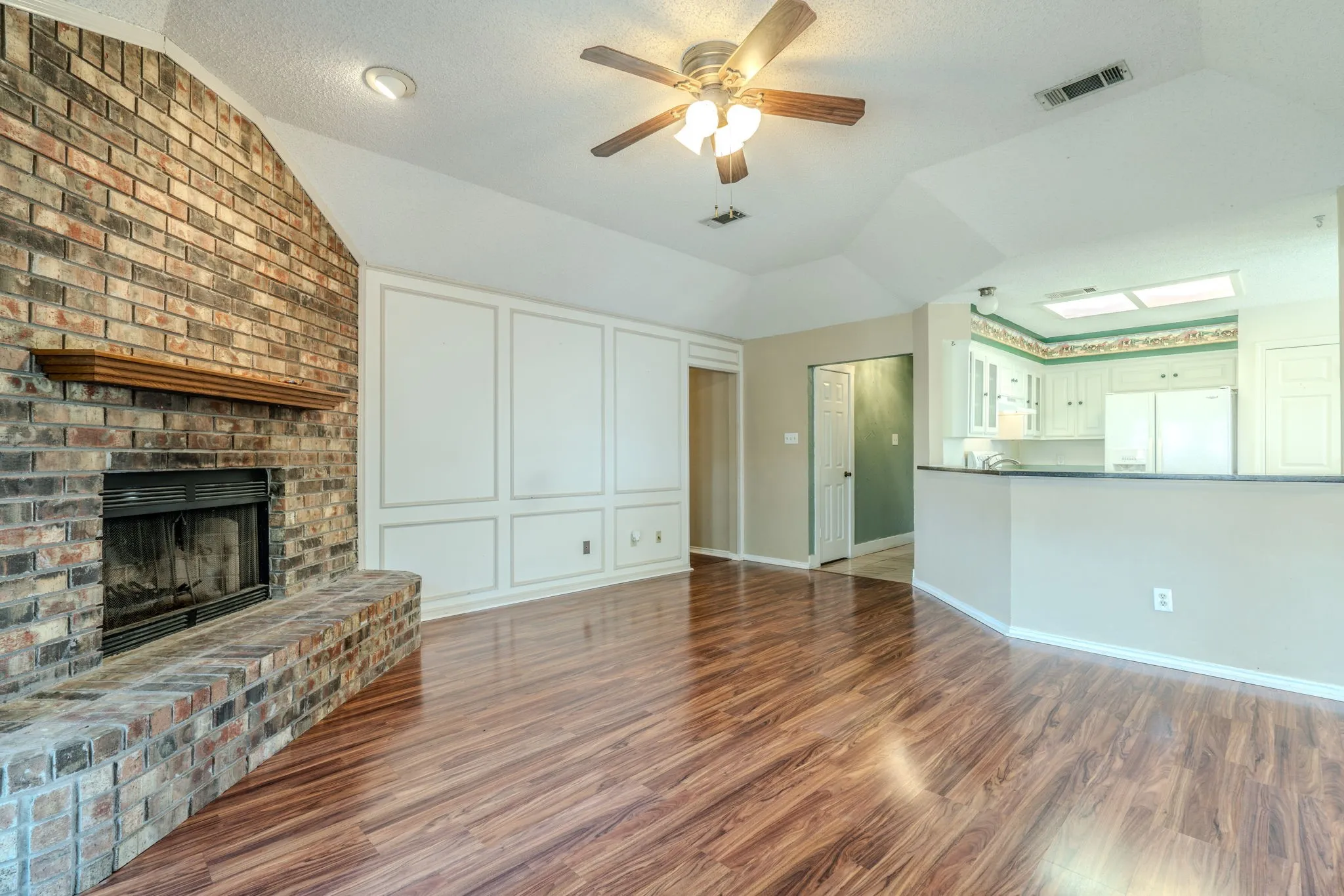 Spacious living area is open to the kitchen.