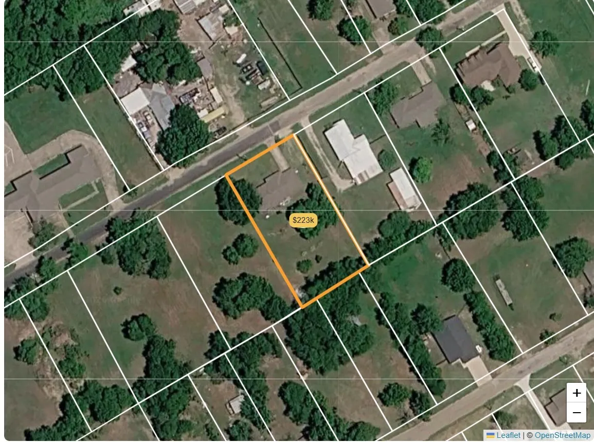 Aerial Map. Depicting property boundaries and an estimated value for the property