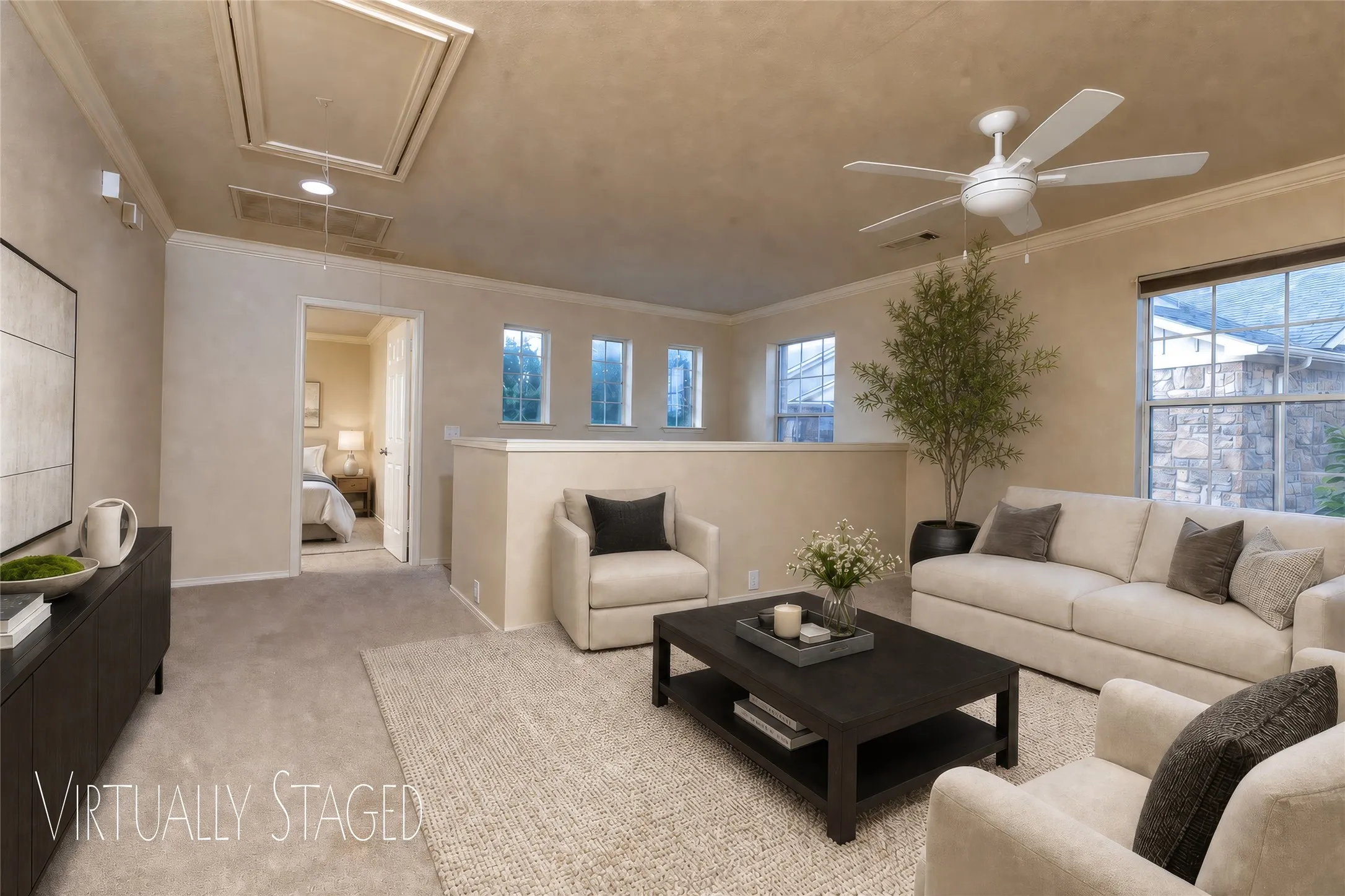 Virtually Staged Loft as a Living Area...