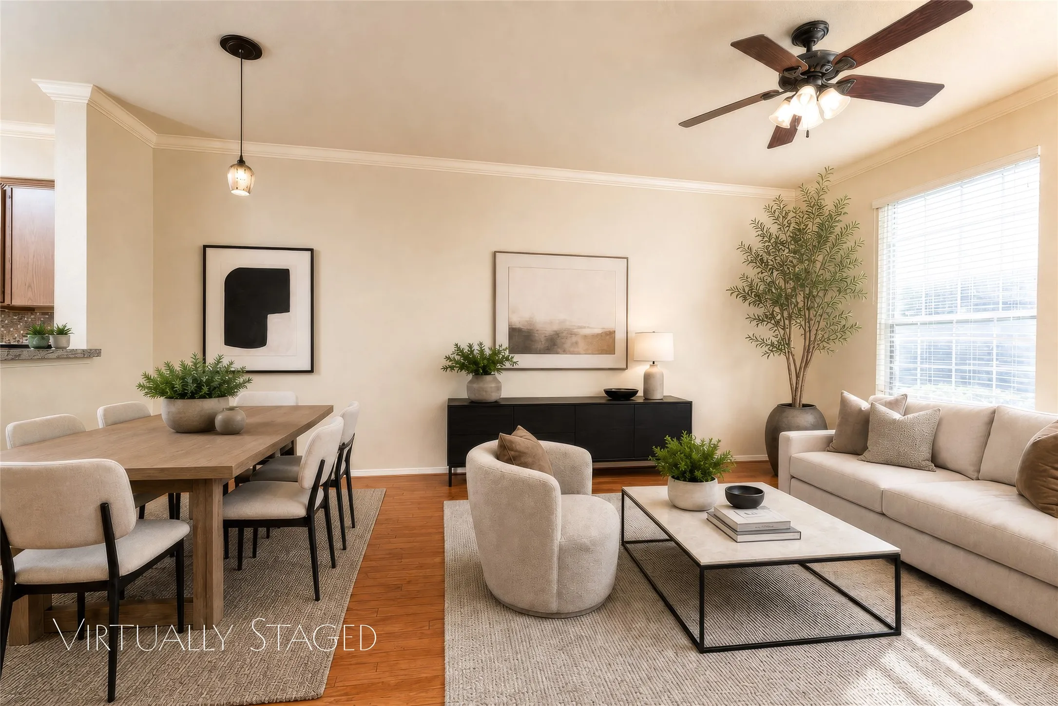 Virtually Staged Dining & Living Areas...