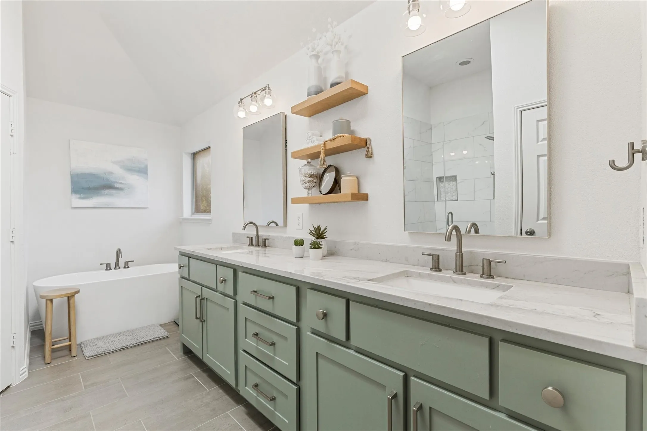 Reimagined Primary Bathroom with Soaking Tub