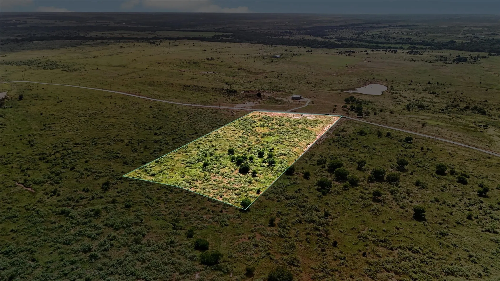 Expansive rectangular parcel with varied terrain