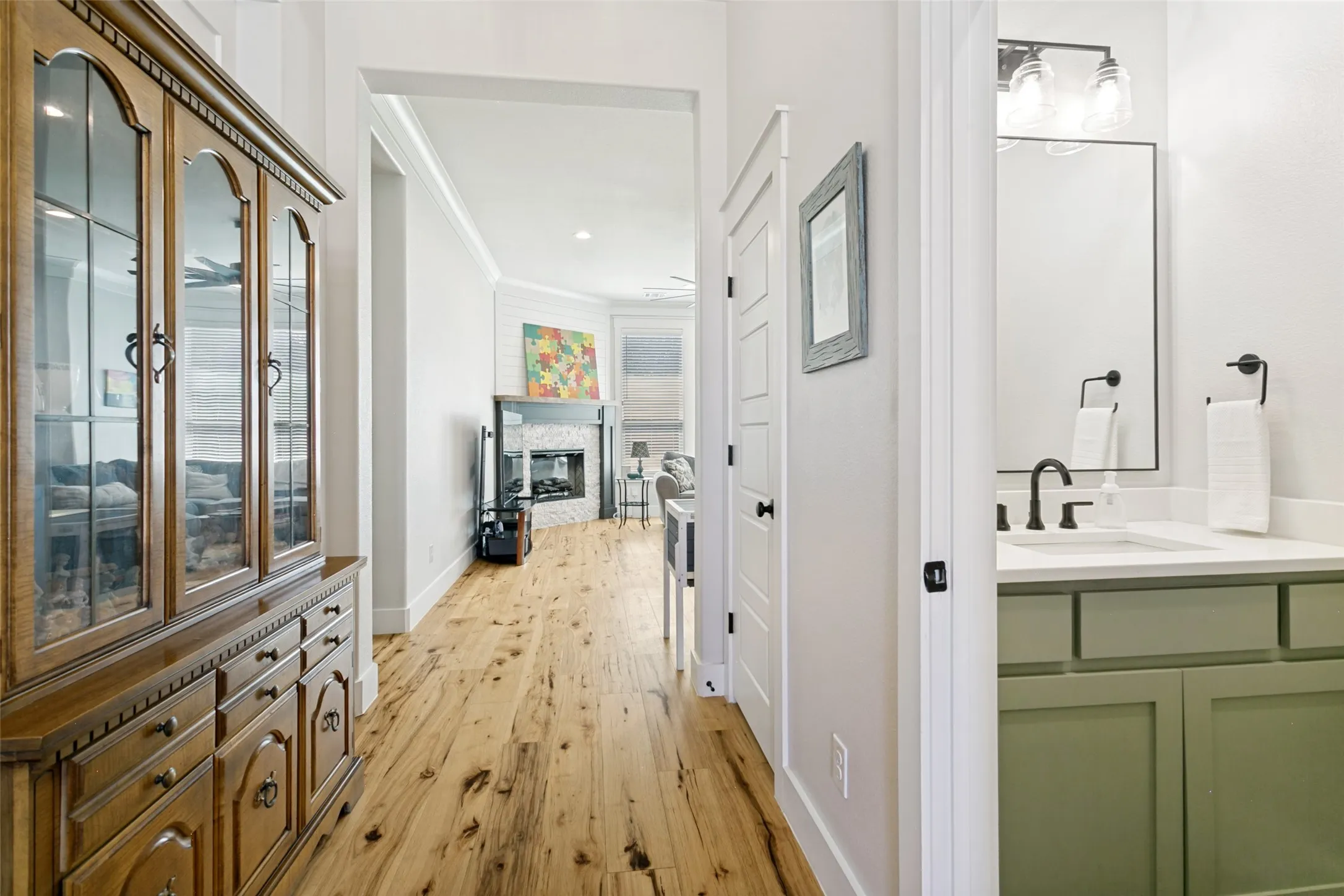 Peep the half bath off the entry