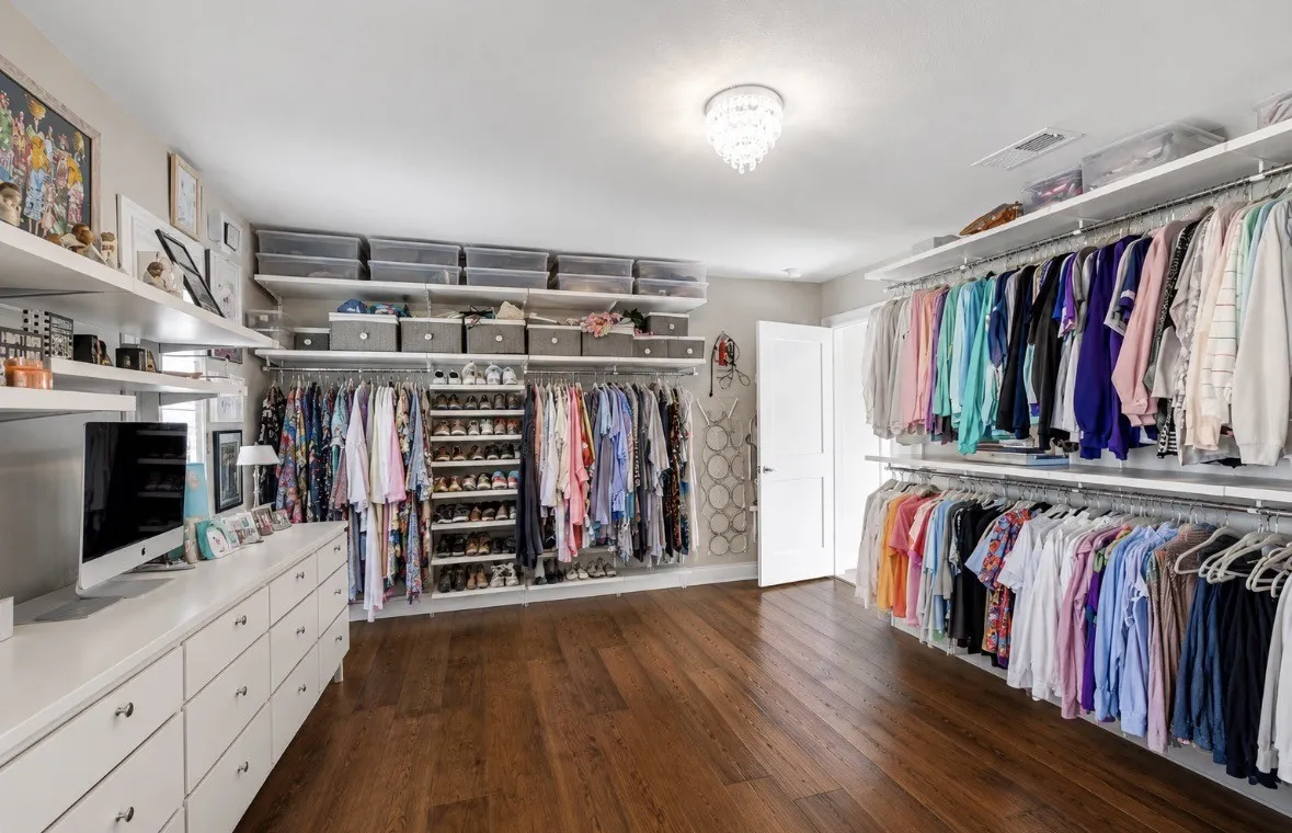 Bedroom beautifully transitioned into a custom closet!