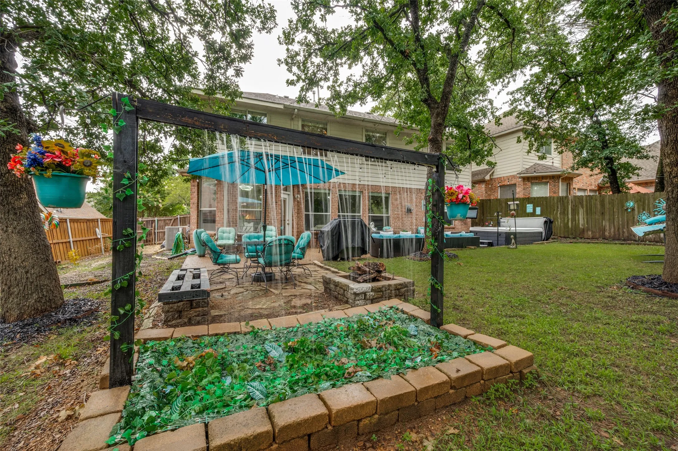 misting garden for peaceful sounds and native birds.