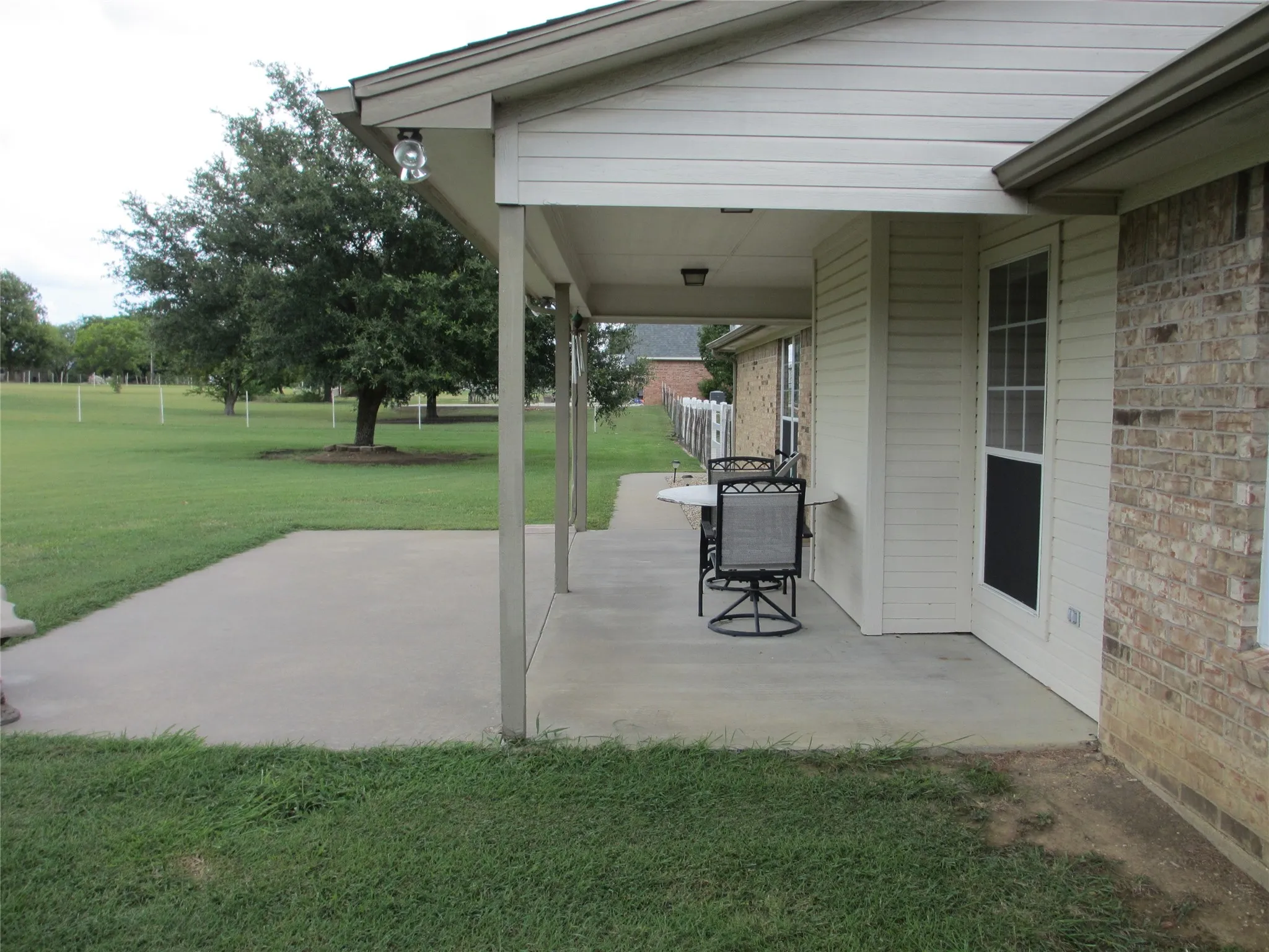 Side view of patio