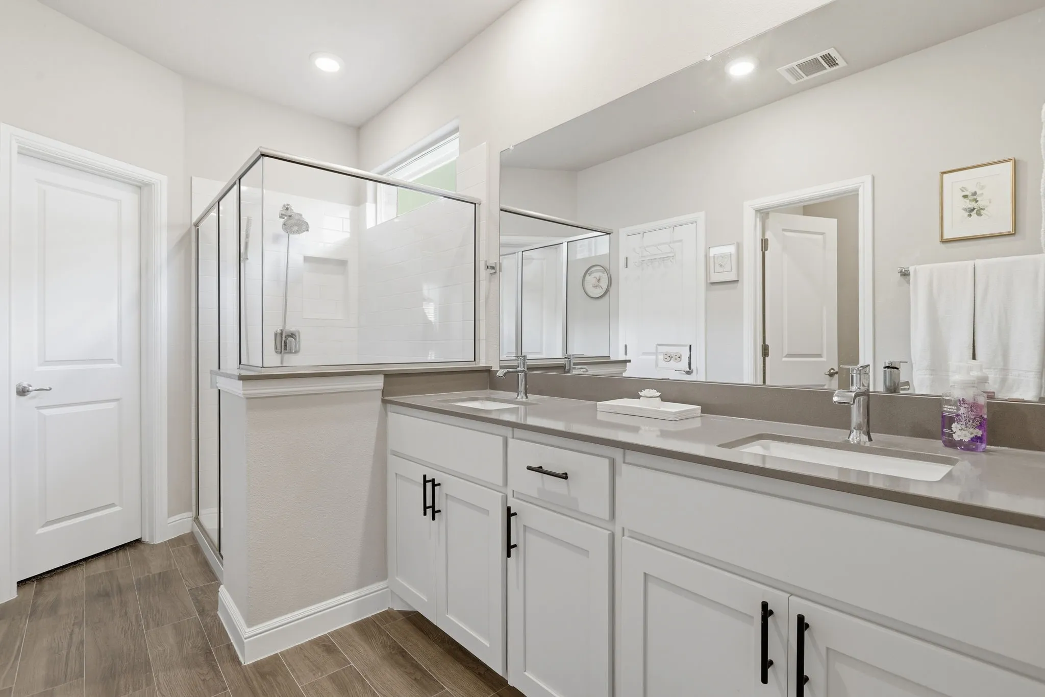 Double sinks in primary bathroom.