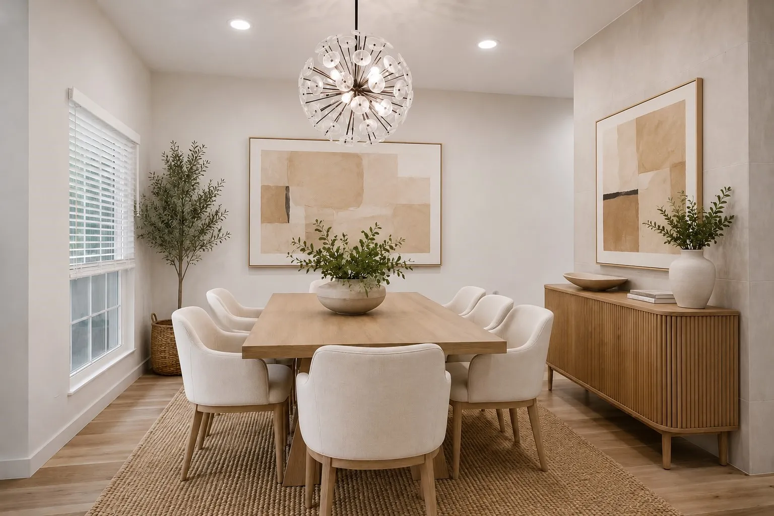 Furnished dining room using AI.