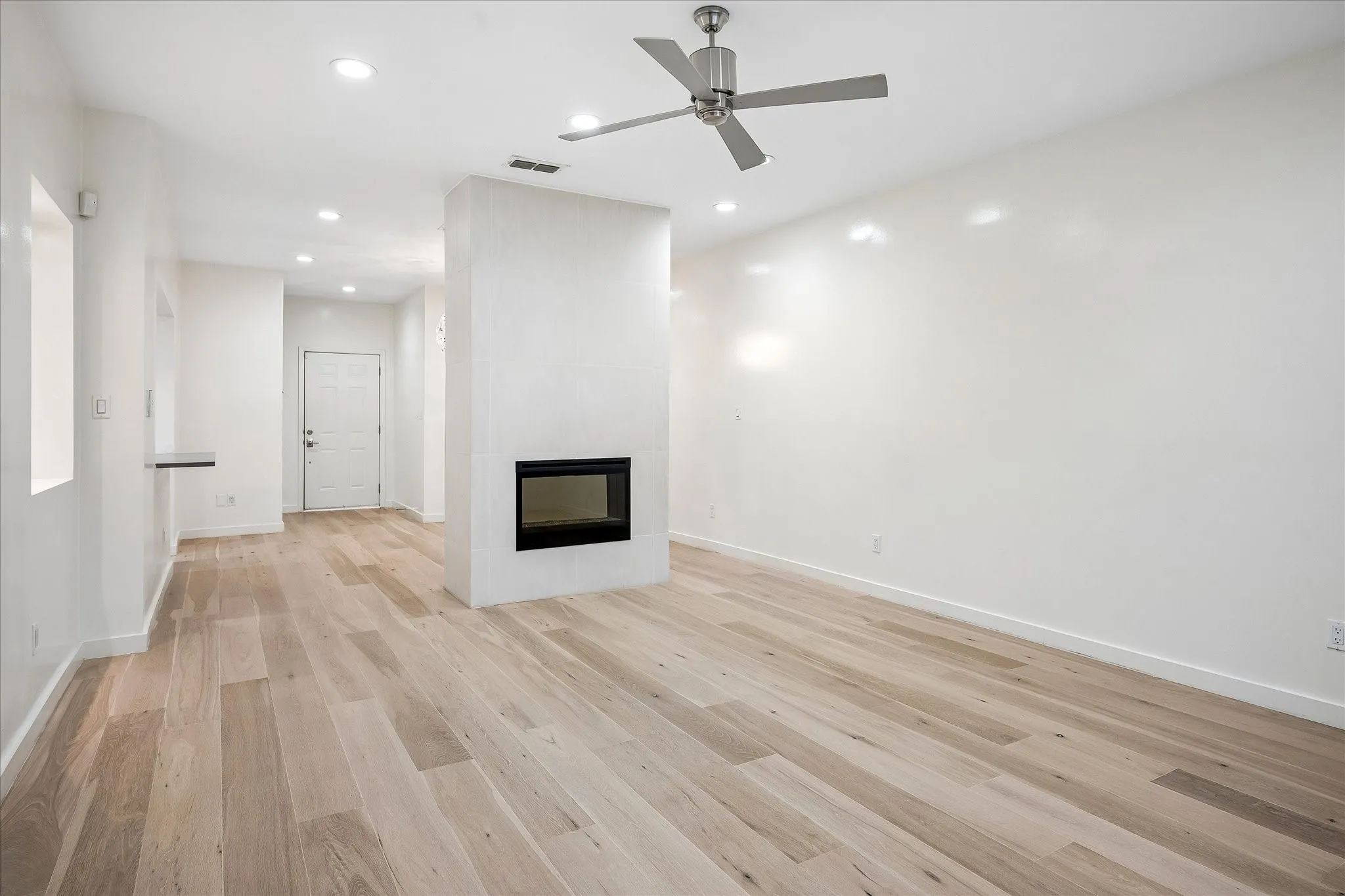Great flow and just the right amount  of open concept.  Fireplace makes a lovely focal point for the living room.