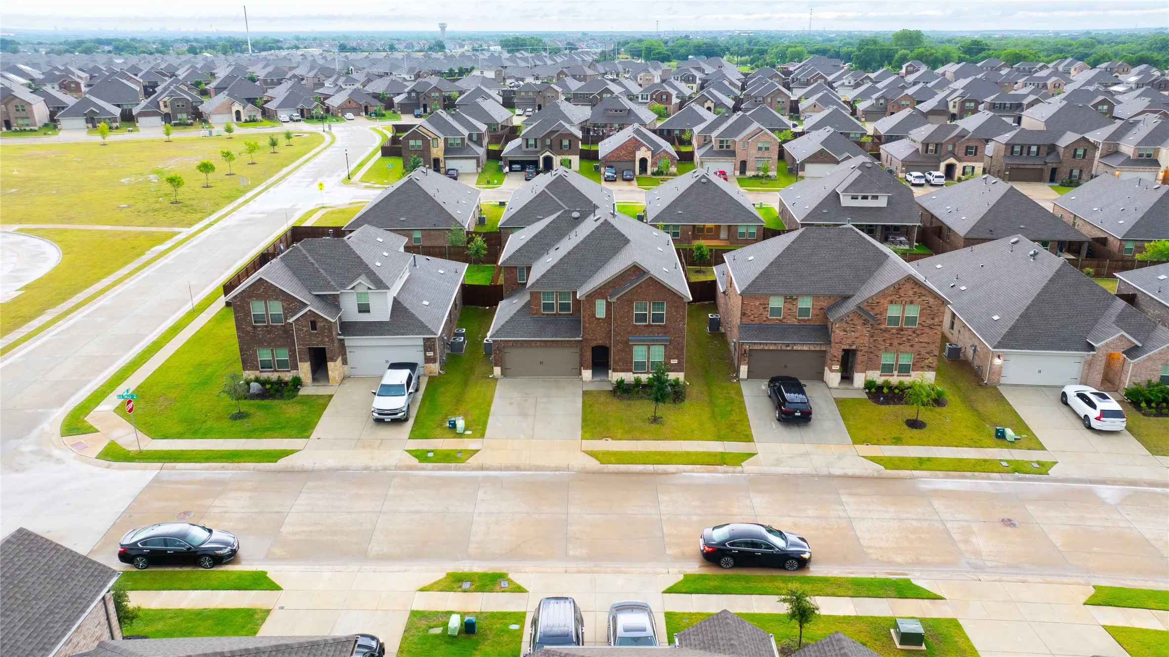 Suburban neighborhood featuring a grid of residential streets