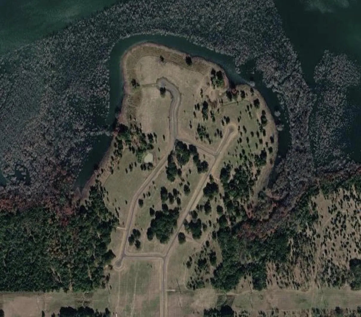 Shoreline Drive is a culdesac street located on the left in this photo (Waters Edge Dr is on right)
