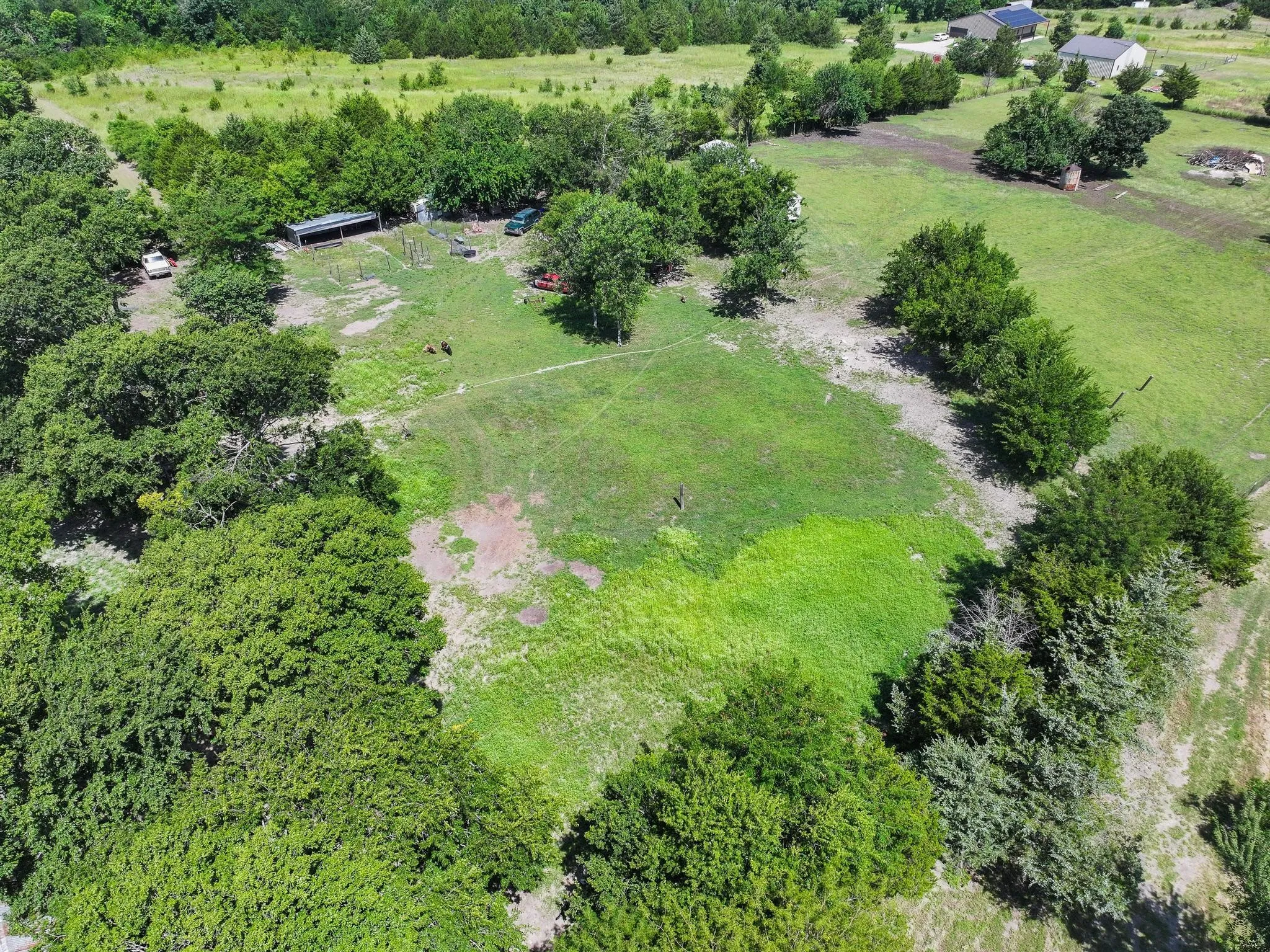 Expansive land parcel featuring a mix of open grassy areas and mature trees