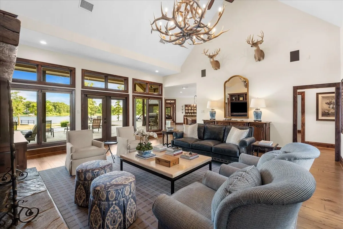 Enjoy views of the patio and lake
