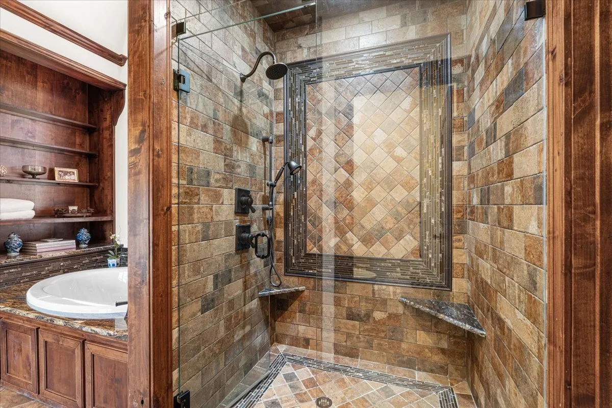 Jetted tub and large shower