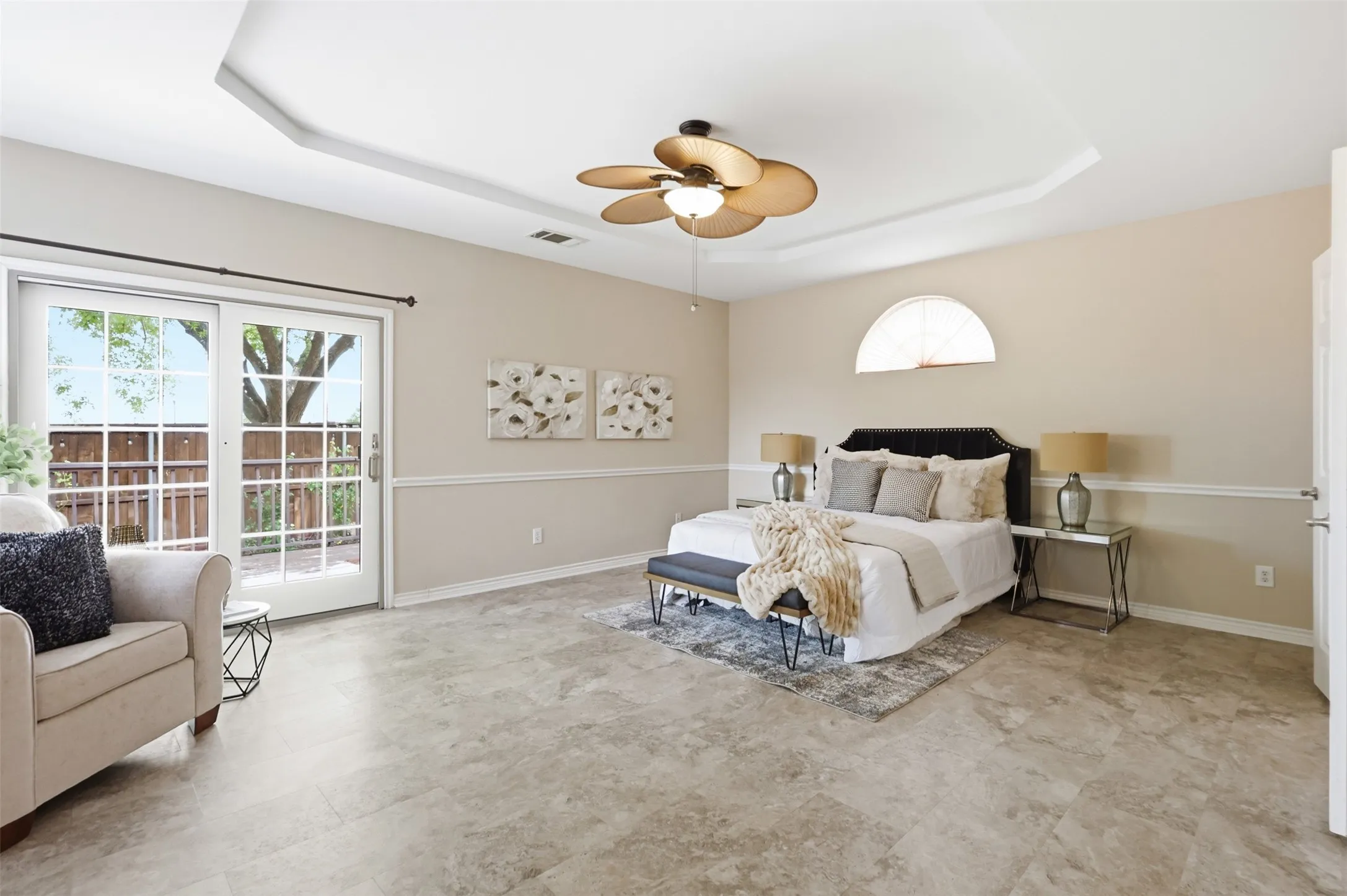 Primary Bedroom has access to the backyard and large deck perfect for early morning coffee.