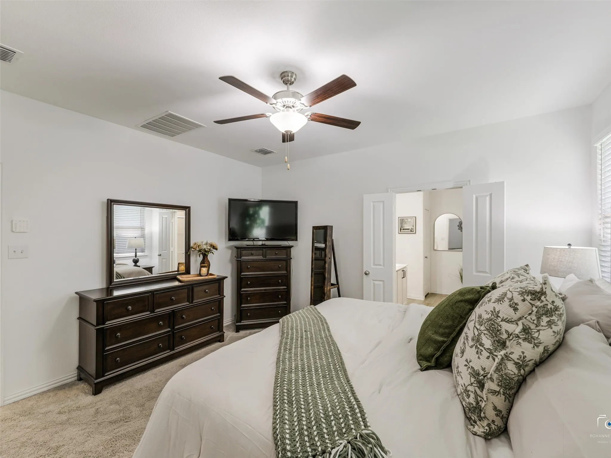 The Primary suite is split from the secondary bedrooms