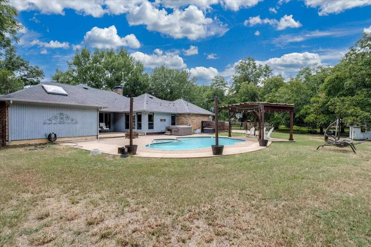 outdoor lights and covered porch and pergola