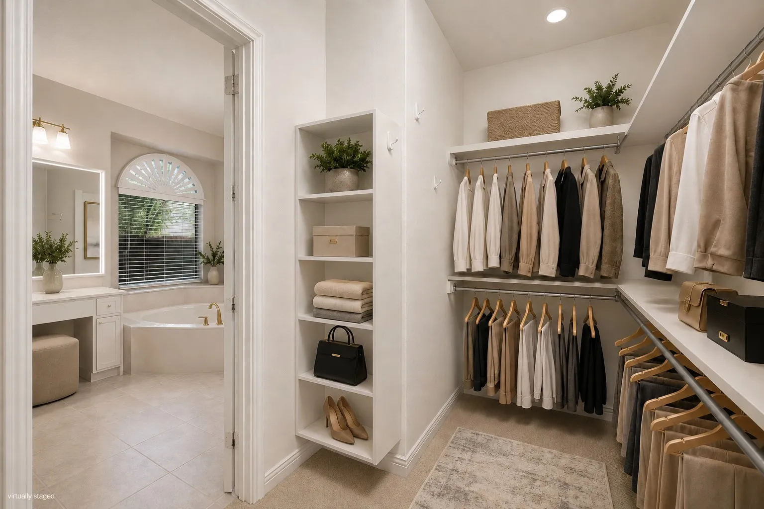 First floor primary closet with brand new carpet